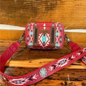 Wrangler Red and Brown Crossbody Bag